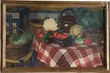 Grande nature morte potagère by Étienne Auguste Krier, Huile sur toile, sold Jan 2025