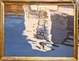 Maison rose by Enzo Melchiorre, 1991, Huile sur carton, sold Jan 2025