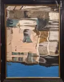 Maisons / Reflets by Enzo Melchiorre, 1992, Huile sur carton, sold Jan 2025