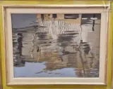 Jeux en ocre et gris by Enzo Melchiorre, 1991, Huile sur carton, sold Jan 2025