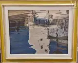 Reflets gris et bleu by Enzo Melchiorre, 1991, Huile sur carton, sold Jan 2025