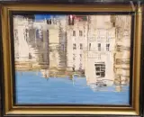 St. Tropez : maisons du port by Enzo Melchiorre, 1992, Huile sur carton, sold Jan 2025
