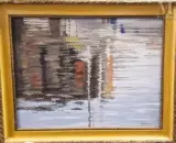 Maisons / contre-jour by Enzo Melchiorre, 1992, Huile sur carton, sold Jan 2025