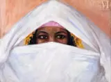 Femme voilée by Carlos Abascal, Huile sur panneau, sold Dec 2024