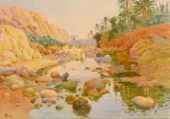 L'oued by Alphonse Birck, Aquarelle, sold Dec 2024