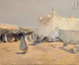 Oujda by Antonin Brefort Porche, Huile sur toile d'origine, sold Dec 2024