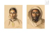 Portrait d'Homme et Portrait de Femme (formant pendant) by Louis John Endres, Sanguine craie noire et rehauts de pastel sur papier, sold Dec 2024