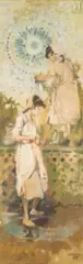 Jeunes femmes devant la fontaine by Jean Gaston Mantel, Huile sur toile d'origine ( sans châssis), sold Dec 2024