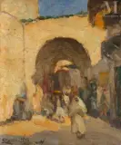Souks à Tunis by Lazare Levy, Huile sur toile d'origine, sold Dec 2024