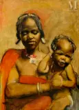 Maternité by Pál Fried, Huile sur toile, sold Dec 2024