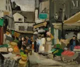 Scène de marché by Lazare Levy, Huile sur toile d'origine, sold Dec 2024