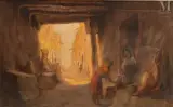 Femmes dans la Médina by Léon Geille de Saint-Léger, Huile sur toile d'origine, sold Dec 2024