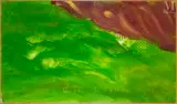 Je vois la frontière entre un pré, et sa chaleur, et vous ? by Jean Messagier, 1975, Huile sur toile, sold Dec 2024