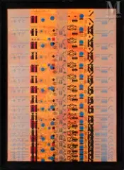 Défilé 7 by Constantin Xenakis, 1990, Acrylique, encre et peinture métallique sur toile, sold Dec 2024