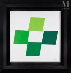 Quark vert by Geneviève Claisse, 1975, Acrylique sur toile, sold Dec 2024