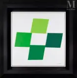 Quark vert by Geneviève Claisse, 1975, Acrylique sur toile, sold Dec 2024