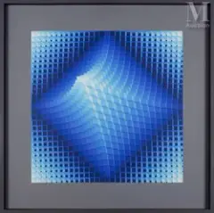 Structure cubique n°1934 by Jean-Pierre Yvaral, 1986, Acrylique sur panneau, sold Dec 2024