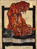 Le lit by Michel Journiac, 1965, Huile sur toile, sold Dec 2024