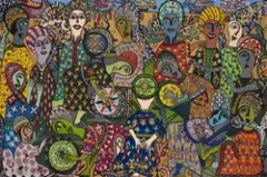 Les musiciens, (19)79 by Fatima Hassan El Farrouj, Acrylic sur toile, sold Dec 2024