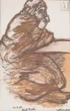 Personnage buvant un café by Hedi Turki, Technique mixte sur papier contrecollé sur panneau, sold Dec 2024