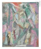 Composition rose et verte by David Lan-Bar, Huile sur toile d'origine, sold Dec 2024