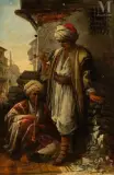 Fumeurs de narguilé by Émile Henri la Porte, Huile sur panneau une planche non parqueté, sold Dec 2024