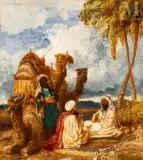 Le repos des caravaniers près du dromadaire by William James Müller, Huile sur toile, sold Dec 2024