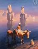 Jeune muletier devant les colosses de Memnon, Thèbes by Adam Styka, Huile sur toile, sold Dec 2024