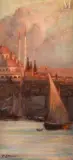 Port Stanbouliote by Fausto Zonaro, Huile sur toile, sold Dec 2024