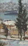 Vue du Bosphore by Panos Terlemezyan, Huile sur panneau, sold Dec 2024