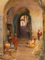 Ruelle de la médina by Alphonse Birck, Aquarelle, sold Dec 2024