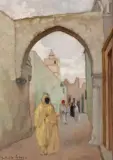 Rue de Salé by Mathilde Arbey, Huile sur panneau, sold Dec 2024