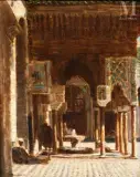 L'interieur de la mosquée Karaouine, à Fès by Joseph-Félix Bouchor, Huile sur toile, sold Dec 2024