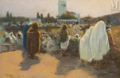 Assemblée à Tanger by Perico Ribera, Pastel, sold Dec 2024