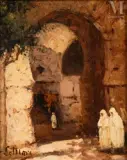 Porte de la médina by Georges Lemare, Huile sur panneau une planche non parqueté, sold Dec 2024