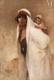 Maternité by Emile Auguste Pinchart, Huile sur toile, sold Dec 2024