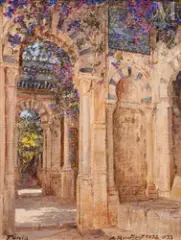 Jardin du Belvédère by Alexandre Roubtzoff, Huile sur toile marouflé sur panneau, sold Dec 2024