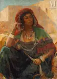 Porteuse d'eau aux bijoux by Albert Charpentier, Huile sur toile, sold Dec 2024