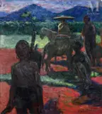 Minorités du Haut Tonkin by Joseph Gilardoni, Huile sur carton, sold Dec 2024