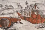 Les potières aux bords de la rivière by André Maire, 1952, Fusain et sanguine sur papier, sold Dec 2024