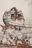 Au repos devant la rivière by André Maire, Fusain et sanguine sur papier, sold Dec 2024