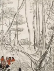 Les Moï by André Maire, 1954, Fusain et sanguine, sold Dec 2024