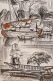 Vue au bord de rivière by André Maire, Fusain et sanguine sur papier, sold Dec 2024