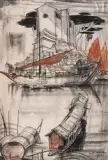 Paysage au bord d'une rivière by André Maire, 1952, Fusain et sanguine sur papier, sold Dec 2024