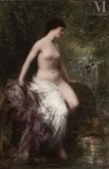 Jeune fille au bain by Henri Fantin-Latour, 1902, Huile sur toile d'origine, sold Dec 2024