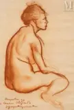 Le modèle assis by Louis Anquetin, Sanguine sur papier, sold Dec 2024