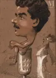 Guy de Maupassant fustigeant l'alcoolisme by Nadar, Craie noire, sanguine et rehauts de craie blanche, sold Dec 2024
