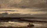 Barque en bord de mer by Paul Huet, Huile sur toile, sold Dec 2024