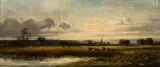 La grande prairie, effet de ciel by Léon-Victor Dupré, Huile sur panneau sur une planche non parquetée, sold Dec 2024