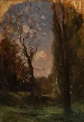 Chemin en sous-bois by François-Auguste Ravier, Huile sur papier marouflé sur toile, sold Dec 2024